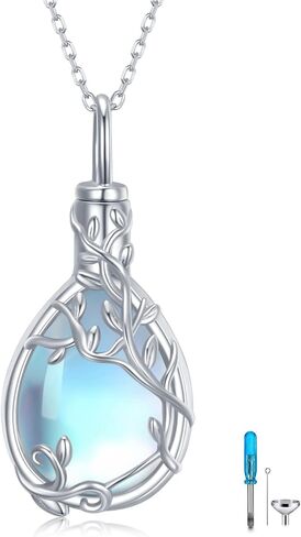 Daixiya Urn Necklace for Ashes 925 Sterling Silver Moonstone/Angel Wing/Tree of Life/Cross Faith/Keepsake Pendant Necklace Cremation Memorial Jewelry Gifts for Women Men Girls in Kuwait