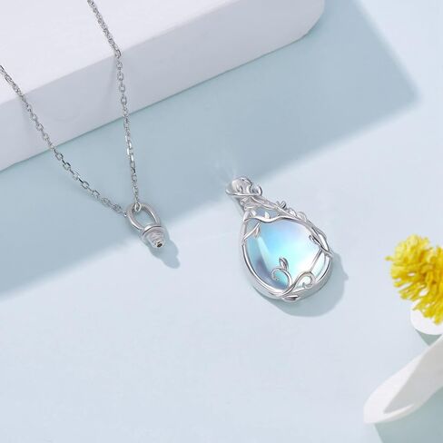 Daixiya Urn Necklace for Ashes 925 Sterling Silver Moonstone/Angel Wing/Tree of Life/Cross Faith/Keepsake Pendant Necklace Cremation Memorial Jewelry Gifts for Women Men Girls in Kuwait