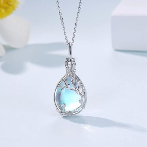 Daixiya Urn Necklace for Ashes 925 Sterling Silver Moonstone/Angel Wing/Tree of Life/Cross Faith/Keepsake Pendant Necklace Cremation Memorial Jewelry Gifts for Women Men Girls in Kuwait