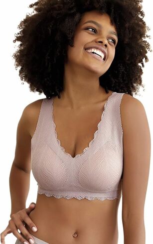 Niidor Women's Seamless Wireless Bra Deep V Neck Comfort Bra Lace Bralette Full-Coverage Wirefree Bra for Everyday Wear in Kuwait