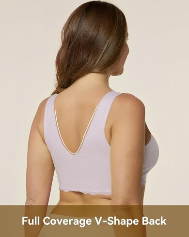 Niidor Women's Seamless Wireless Bra Deep V Neck Comfort Bra Lace Bralette Full-Coverage Wirefree Bra for Everyday Wear in Kuwait