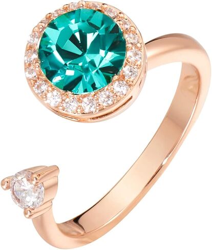 Fonsalette Fidget Ring Birthstone Rings for Women Thumb Rings Fidget Ring Women Rose Gold Ring Spinner Ring Anxiety Ring for Women Cubic Zirconia Ring in Saudi Arabia