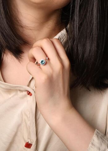 Fonsalette Fidget Ring Birthstone Rings for Women Thumb Rings Fidget Ring Women Rose Gold Ring Spinner Ring Anxiety Ring for Women Cubic Zirconia Ring in Saudi Arabia