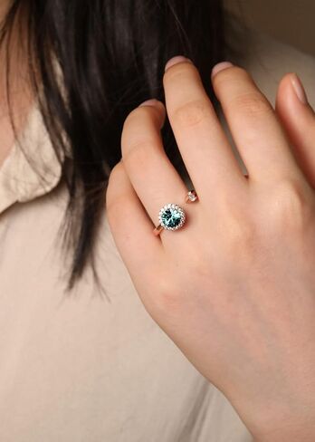 Fonsalette Fidget Ring Birthstone Rings for Women Thumb Rings Fidget Ring Women Rose Gold Ring Spinner Ring Anxiety Ring for Women Cubic Zirconia Ring in Saudi Arabia
