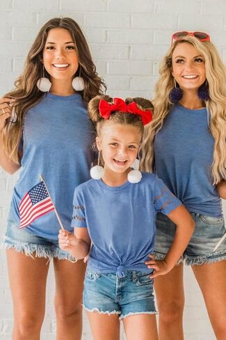 تي شيرت للفتيات من Geckatte بأكمام قصيرة وفتحة رقبة مستديرة للصيف كاجوال سادة أساسي تي شيرت علوي من 5 إلى 14 سنة in Kuwait