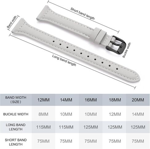 Ritche Quick Release Leather Watch Bands for Women Ladies Watch Straps Replacement 12mm 14mm 16mm 18mm 20mm Black/Light Pink/White/Brown/Gray/Dark Blue in Kuwait