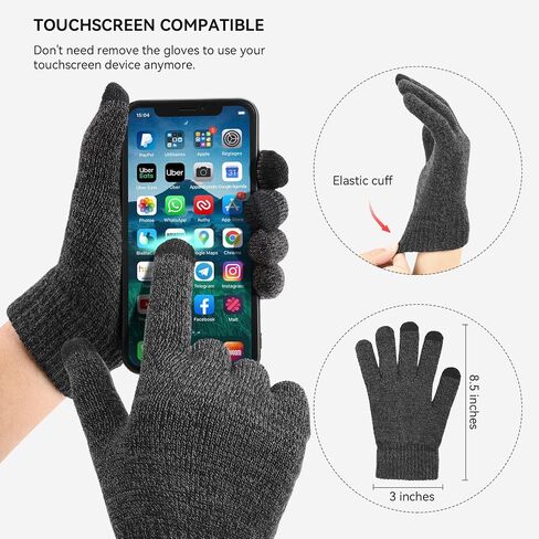 OZERO 3-Pieces Beanie Hat Scarf Gloves Set - Winter Knitted Set Touchscreen Gloves Slouchy Hat Neck Warmer Keep Warm in Saudi Arabia
