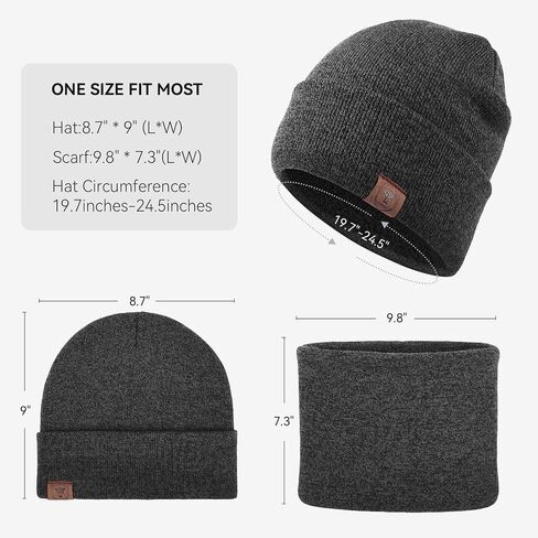 OZERO 3-Pieces Beanie Hat Scarf Gloves Set - Winter Knitted Set Touchscreen Gloves Slouchy Hat Neck Warmer Keep Warm in Saudi Arabia