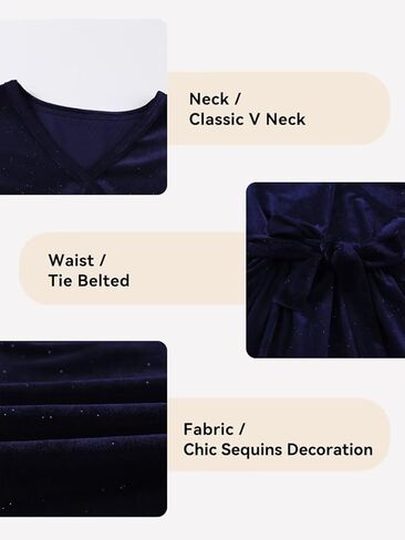 فستان DOKOTOO KIDS للفتيات برقبة على شكل حرف V وأكمام طويلة للحفلات مزين بالترتر مع حزام in Kuwait