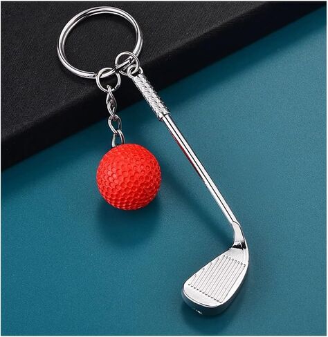 Ergugos Mini Golf Club Ball سلسلة مفاتيح معدنية سلسلة مفاتيح سيارة حامل الهاتف حقيبة قلادة مفتاح سلسلة كيرينغ الرياضة سبليت حلقة رئيسية لمحبي الرياضة عشاق هدية سلاسل المفاتيح، أحمر in Kuwait