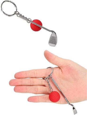 Ergugos Mini Golf Club Ball سلسلة مفاتيح معدنية سلسلة مفاتيح سيارة حامل الهاتف حقيبة قلادة مفتاح سلسلة كيرينغ الرياضة سبليت حلقة رئيسية لمحبي الرياضة عشاق هدية سلاسل المفاتيح، أحمر in Kuwait