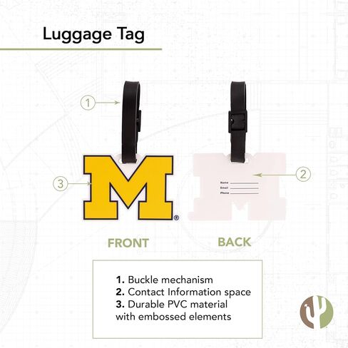 University of Michigan Luggage Tag Wolverines UM U of M Tags Bag (PVC Luggage Tag - Design A) in Saudi Arabia