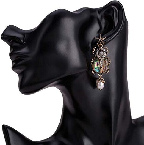 Unique Beetle Dangle Earrings for Women Girls Vintage Style Amazing Scarab Pearl Drop Jewelry in Saudi Arabia