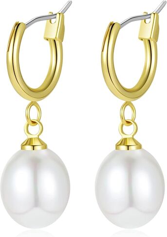 أقراط متدلية من اللؤلؤ، أقراط عتيقة متدلية أنيقة مصنوعة يدويًا لا تسبب الحساسية من الذهب عيار 14 قيراط للنساء والفتيات in Kuwait