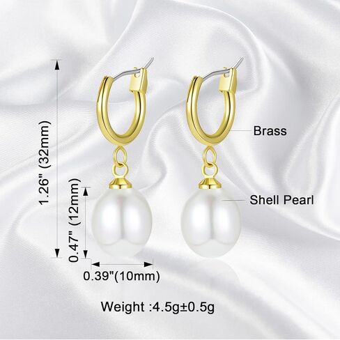 أقراط متدلية من اللؤلؤ، أقراط عتيقة متدلية أنيقة مصنوعة يدويًا لا تسبب الحساسية من الذهب عيار 14 قيراط للنساء والفتيات in Kuwait