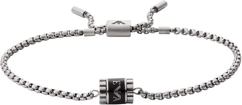 Emporio Armani Men's Silver-Tone Stainless Steel Chain Slider Bracelet (Model: EGS2845040) in Saudi Arabia
