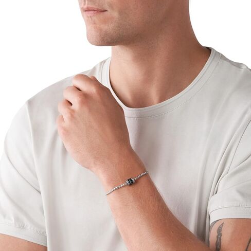 Emporio Armani Men's Silver-Tone Stainless Steel Chain Slider Bracelet (Model: EGS2845040) in Saudi Arabia
