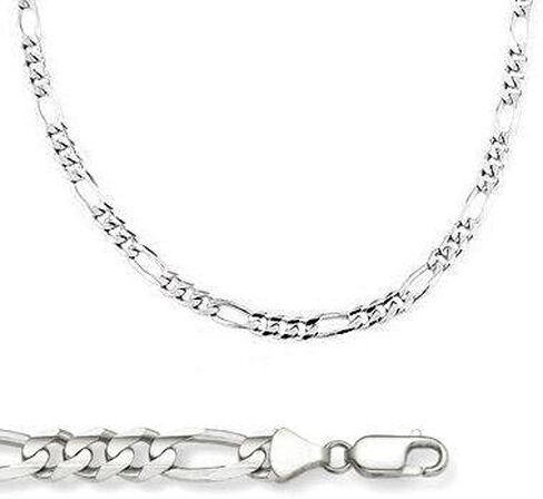 14k Solid White Gold Figaro Link Bracelet 4mm 7.5" in Saudi Arabia