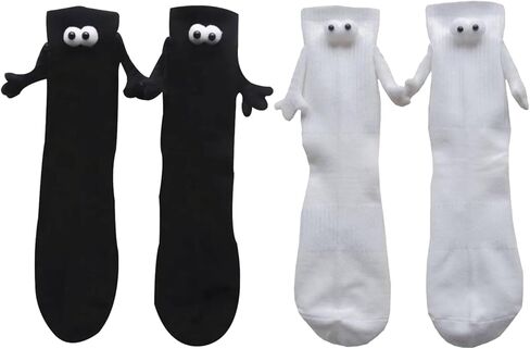 زوجان من جوارب اليد الممسكة من جويفيكس، جوارب يد مغناطيسية للازواج، جوارب يد مغناطيسية ثلاثية الابعاد للجنسين، جوارب مغناطيسية ثلاثية الابعاد للزوجين، جوارب مضحكة للزوجين (اسود+ابيض)، ابيض + اسود, in Kuwait