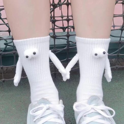 زوجان من جوارب اليد الممسكة من جويفيكس، جوارب يد مغناطيسية للازواج، جوارب يد مغناطيسية ثلاثية الابعاد للجنسين، جوارب مغناطيسية ثلاثية الابعاد للزوجين، جوارب مضحكة للزوجين (اسود+ابيض)، ابيض + اسود, in Kuwait