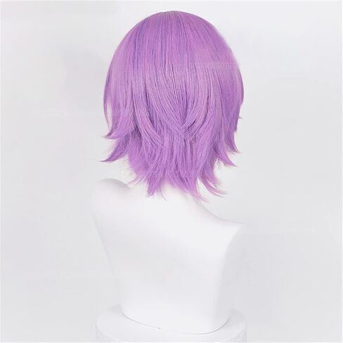 Xingwang Queen Anime Cosplay Wig Short Purple Mixed Blue Party Wigs for Men Boys in Kuwait