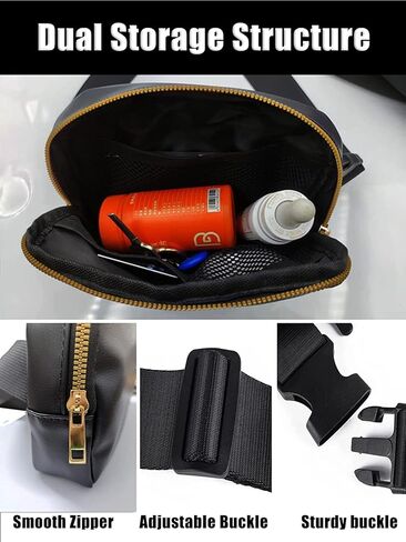 حقيبة خصر صغيرة من الصوف للجنسين مع حزام قابل للتعديل، حقيبة حزام شيربا، حقيبة خصر صغيرة للنساء، حقائب فاني باك دوبس كروس بودي ليمون للنساء والرجال - حقيبة حزام في كل مكان (صوف أسود) in Kuwait