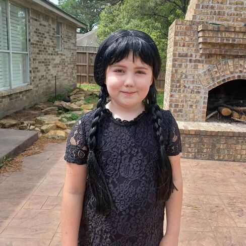 شعر مستعار مجدول أسود طويل من WanBigVa مع فرقعة للفتيات والنساء في حفلات الهالوين مع عصابة رأس in Kuwait