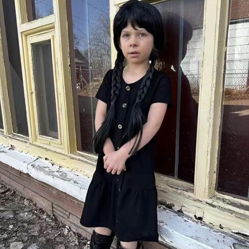 شعر مستعار مجدول أسود طويل من WanBigVa مع فرقعة للفتيات والنساء في حفلات الهالوين مع عصابة رأس in Kuwait