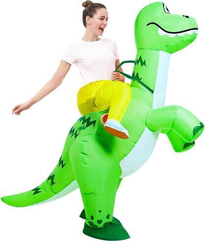 زي ديناصور JUROSAICA زي ديناصور قابل للنفخ بدلة ديناصور للبالغين ديبلودوكس تي ريكس فيلوسيرابتور دينو تفجير رابتور زي ركوب على أزياء الهالوين الفاخرة للرجال والنساء في سن المراهقة الحفلات التنكرية in Kuwait