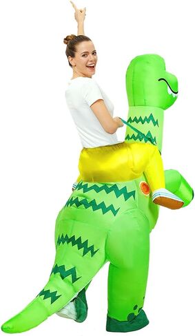 زي ديناصور JUROSAICA زي ديناصور قابل للنفخ بدلة ديناصور للبالغين ديبلودوكس تي ريكس فيلوسيرابتور دينو تفجير رابتور زي ركوب على أزياء الهالوين الفاخرة للرجال والنساء في سن المراهقة الحفلات التنكرية in Kuwait