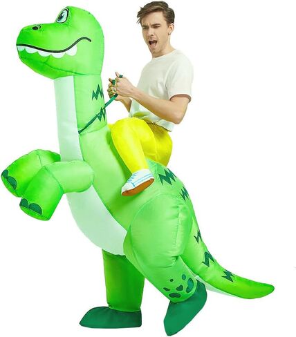 زي ديناصور JUROSAICA زي ديناصور قابل للنفخ بدلة ديناصور للبالغين ديبلودوكس تي ريكس فيلوسيرابتور دينو تفجير رابتور زي ركوب على أزياء الهالوين الفاخرة للرجال والنساء في سن المراهقة الحفلات التنكرية in Kuwait