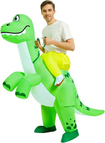 زي ديناصور JUROSAICA زي ديناصور قابل للنفخ بدلة ديناصور للبالغين ديبلودوكس تي ريكس فيلوسيرابتور دينو تفجير رابتور زي ركوب على أزياء الهالوين الفاخرة للرجال والنساء في سن المراهقة الحفلات التنكرية in Kuwait