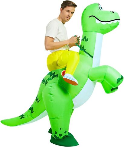 زي ديناصور JUROSAICA زي ديناصور قابل للنفخ بدلة ديناصور للبالغين ديبلودوكس تي ريكس فيلوسيرابتور دينو تفجير رابتور زي ركوب على أزياء الهالوين الفاخرة للرجال والنساء في سن المراهقة الحفلات التنكرية in Kuwait