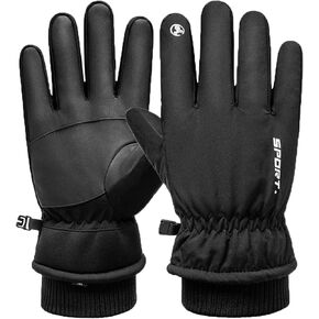 قفازات الشتاء LJCUTE للرجال والنساء، قفازات تزلج سوداء مقاومة للرياح في الطقس البارد بعشرة أصابع تعمل باللمس لركوب الدراجات والجري والدراجات النارية والتزلج على الجليد in Kuwait