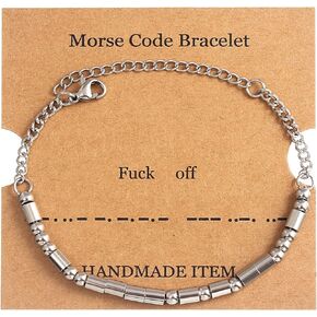 Fuck Off Stainless Steel Morse Code Bracelet For Women,Funny Bracelet for Friend,Funny Gift for Women,Hand Made Friendship Bracelets in Saudi Arabia