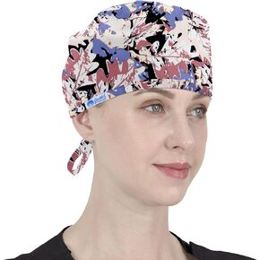 GUOER TOMMHANES Scrub Cap Tie Back Scrubs Hat Unisex Working Hat One Size Multiple Color