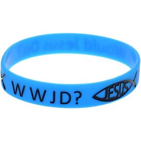 What Would Jesus Do WWJD Jesus Fish Bracelet Silicone Stretch Wristband CSPB Protection Bracelet Inspirational Religious Christian Gifts for Men Women Boys Girls Matching Couples Friendship Gifts in Saudi Arabia
