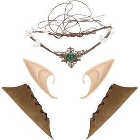 Merroyal Womens Girls Fairy Rhinestone Headband Renaissance Festival Halloween Fairy Costume Cosplay Set