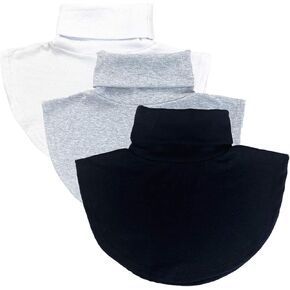 3Pcs Womens False Fake Turtleneck Dickey Mock Collar Dickey Half Top Collar Shirts,Black White Gray in Saudi Arabia