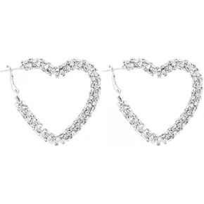 Shiny Big Heart Hoop Earrings for Women Girls Boho Rhinestone Wrapped Huggie Hoops Dangle Earring Lightweight Comfortable Sparkle Wedding Christmas Birthday Jewelry Gifts 50mm in Saudi Arabia