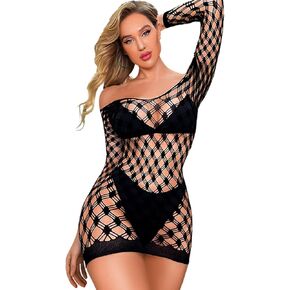 Kaei&Shi Sexy Clubwear, Hollow Out, Sheer Fishnet, Bodycon Mini Dress in Saudi Arabia