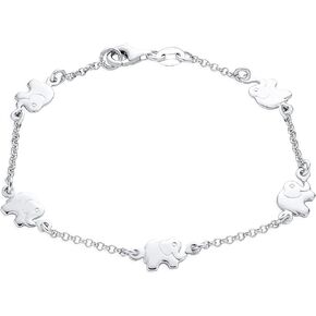 Bling Jewelry Delicate ZOO Animal Lucky Station Ball Beads Spacers Multi Charm Elephant Bracelet Bangle Cuff For Women Teens .925 Sterling Silver 7,7.5 Inch
