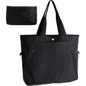 ابناوك شنطة يد كبيرة توت مع شنط مكياج للسفر بسعة 18 لتر، شنطة تسوق جانبية خفيفة الوزن لصالة الالعاب الرياضية للنساء، شنطة يد كبيرة توت للتسوق والتمارين الرياضية والشاطئ، اسود in Kuwait