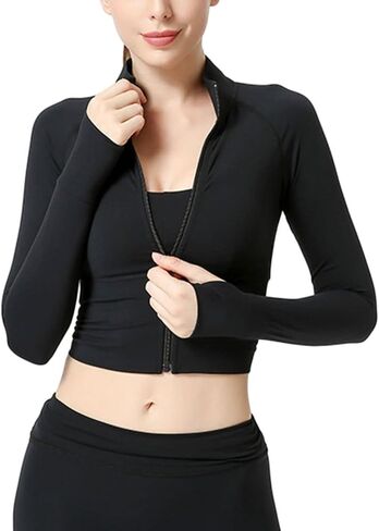 سترة FindThy النسائية ذات الأكمام الطويلة ذات المقاس النحيف للتمارين الرياضية، ملابس رياضية لليوجا in Kuwait