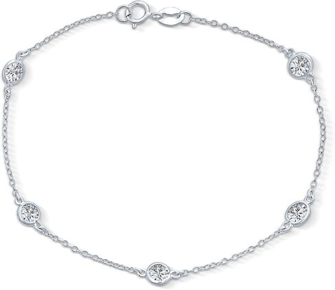 Bling Jewelry Elegant Delicate Cubic Zirconia AAA CZ By The Yard Anklet Solitaire Tennis Anklet Ankle Bracelet For Women Rose 14K Yellow Gold Plated .925 Sterling Silver 9-10 Inch in Kuwait