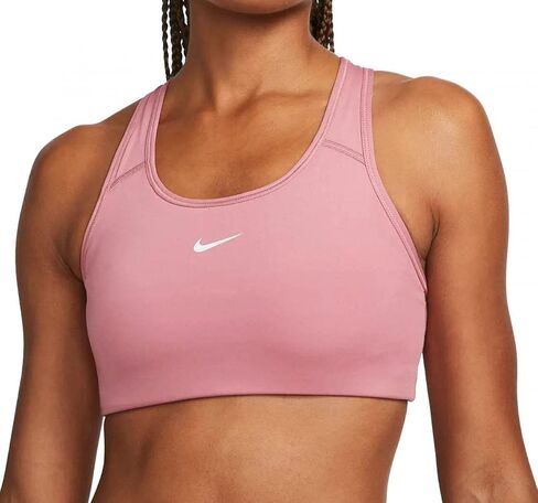 Nike Womens Swoosh Medium-Support Padded Sports Bra, Desert Berry/White, Small in Saudi Arabia