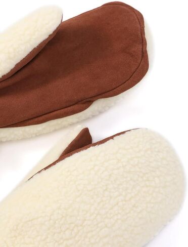 Harssidanzar Men's Sherpa Mitten Genuine Suede Thermal Thinsulate Lined Outdoor Mitt Winter for Cold Weather SM040US in Saudi Arabia