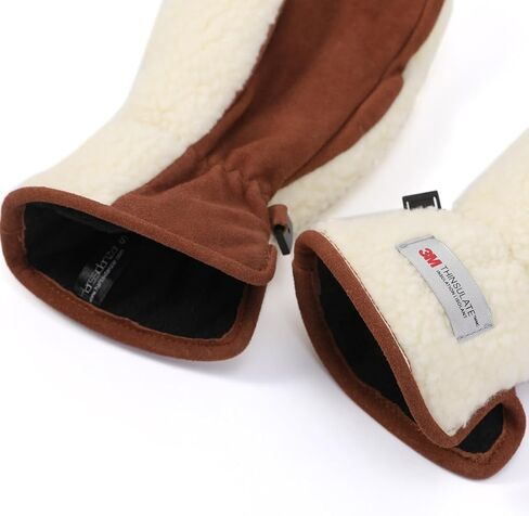 Harssidanzar Men's Sherpa Mitten Genuine Suede Thermal Thinsulate Lined Outdoor Mitt Winter for Cold Weather SM040US in Saudi Arabia