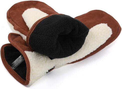 Harssidanzar Men's Sherpa Mitten Genuine Suede Thermal Thinsulate Lined Outdoor Mitt Winter for Cold Weather SM040US in Saudi Arabia