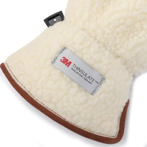 Harssidanzar Men's Sherpa Mitten Genuine Suede Thermal Thinsulate Lined Outdoor Mitt Winter for Cold Weather SM040US in Saudi Arabia
